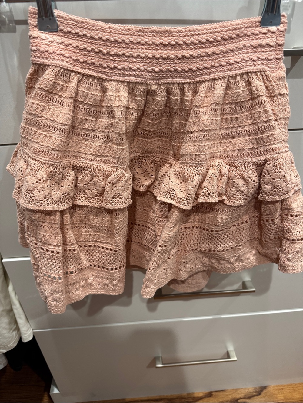 aerie Crochet Tiered Mini Skirt - Blush